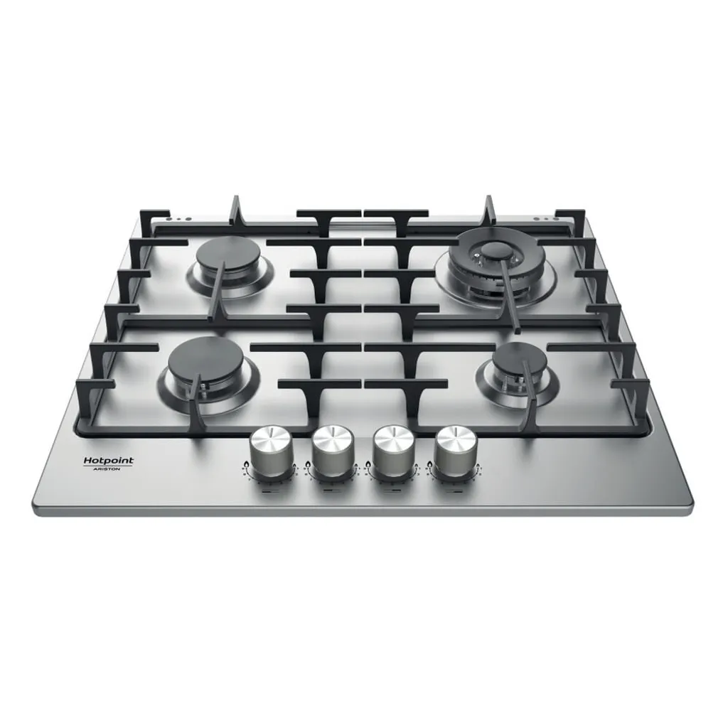 Table de cuisson gaz encastrable Hotpoint inox 4 brûleurs de 60 cm