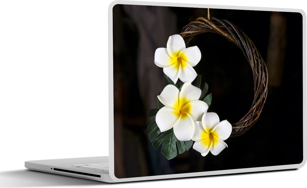 MuchoWow Laptop Aufkleber Sticker Cover Ein Kranz mit drei Plumeria-Blüten 32.5x23.5 cm - Sticker für Laptop - Selbstklebend