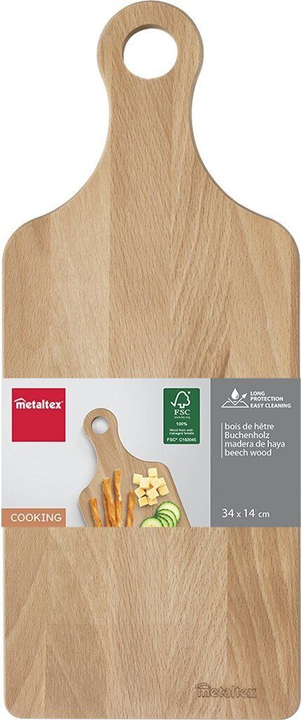 Metaltex Buchenholzbrett mit Griff 34x14 cm