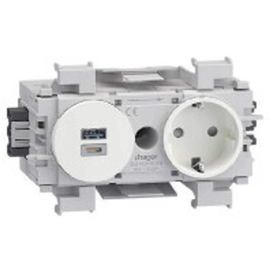 HAGER GS16019016 Steckdose 1-f. USB-Charger A+C Frontrast (GS16019016)