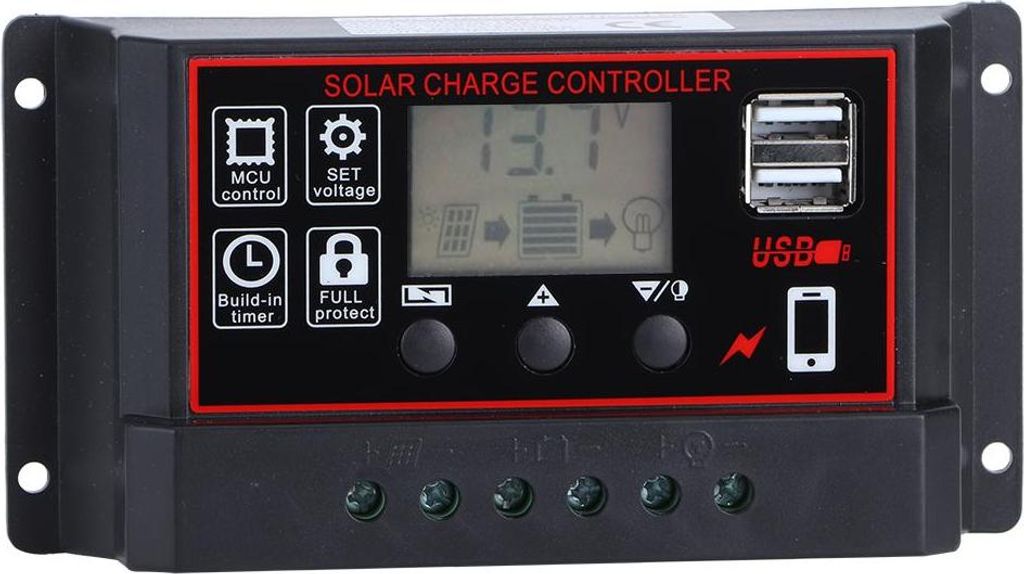 20A 12V/24V Solar Laderegler – Intelligenter PWM Solarregler mit LCD Display und Einstellbaren Parametern