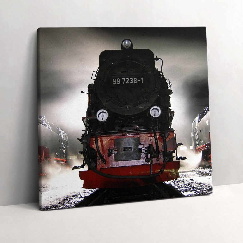 Locomotives at night – Leinwandbild Wandbild – 60x60 cm – Leinwandbilder – Wandbilder – Schlafzimmer – Flur