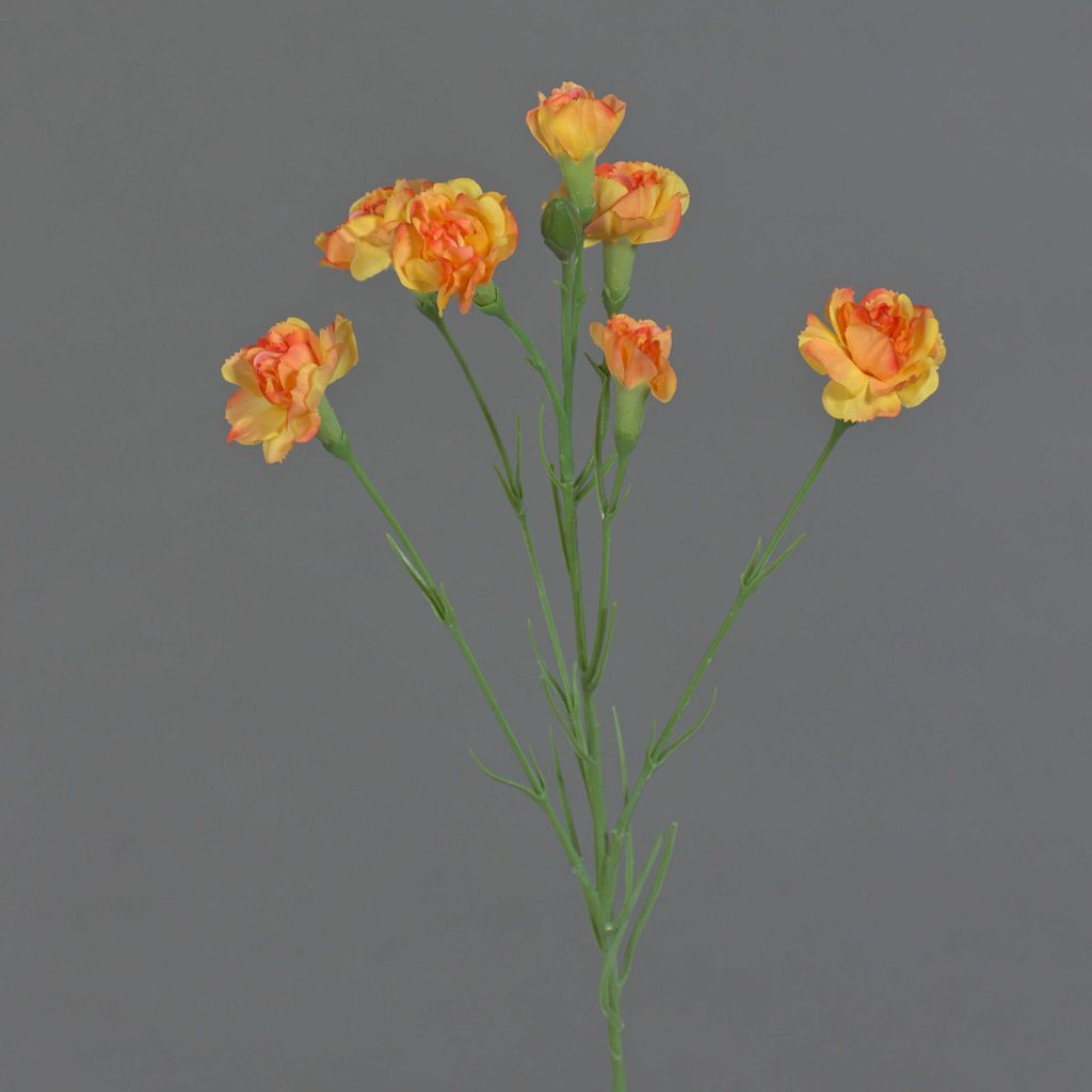 artplants.de Künstlicher Zweig Nelke PIARA, orange-gelb, 60cm, Ø2-5cm - Kunstblumen Zweig