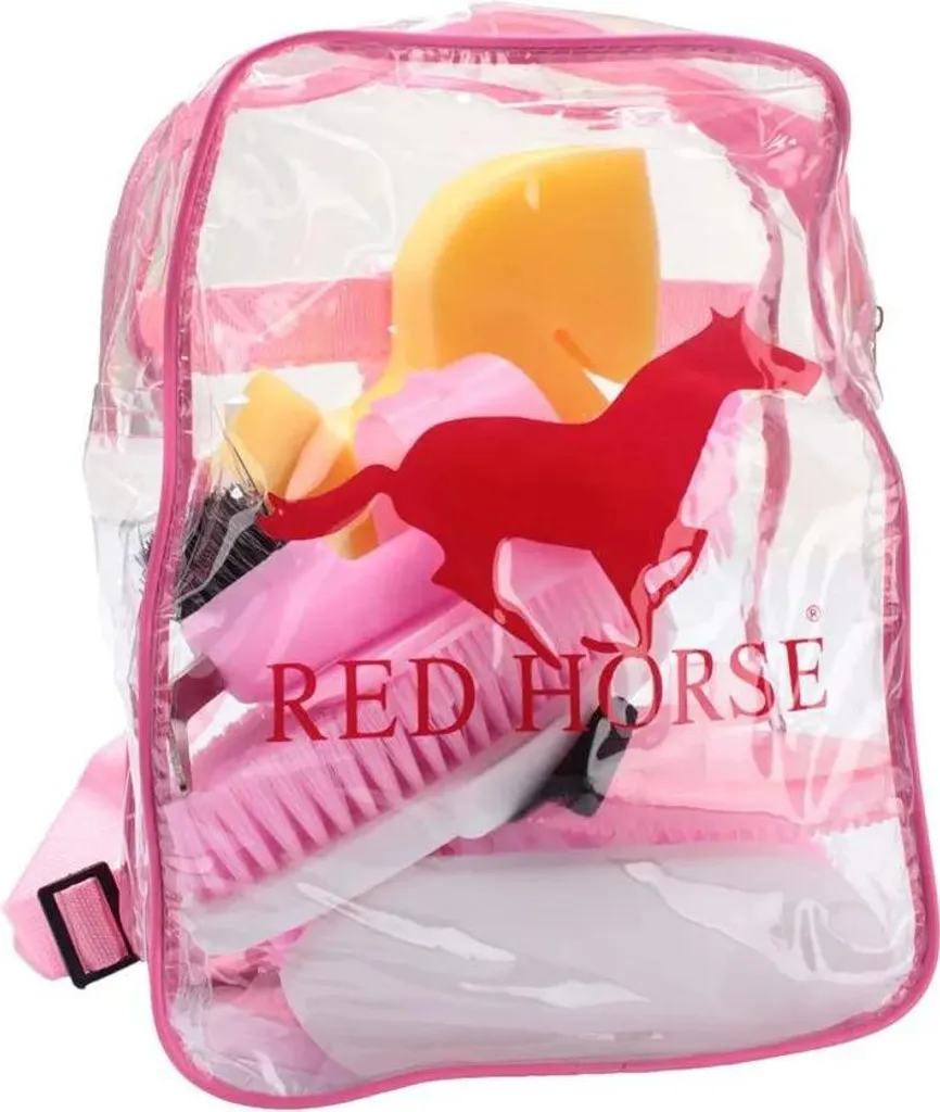 set da toelettatura per cavallo in zaino rosa scuro 8 pezzi