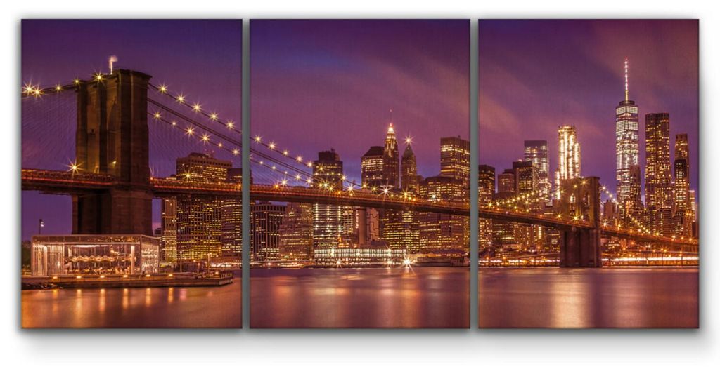 Giallobus - Skyline - 26. Landschaft - Brooklyn Bridge NYC - Melanie Viola - 308x140cm | 3pz. x 100x140cm - Bild - Leinwand