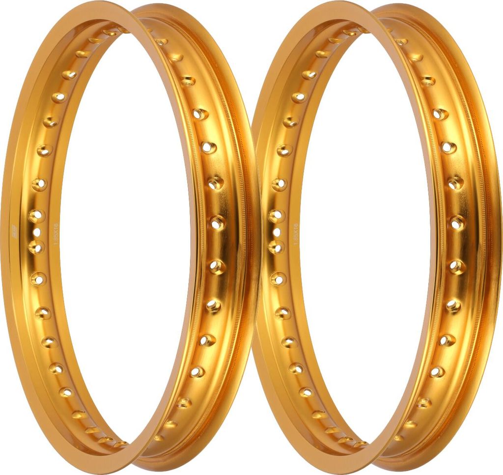 Set: 2x Felge 1,85 x 16" Alufelge, Gold eloxiert - für MZES175, ES250, ES300, ETZ125, ETZ150