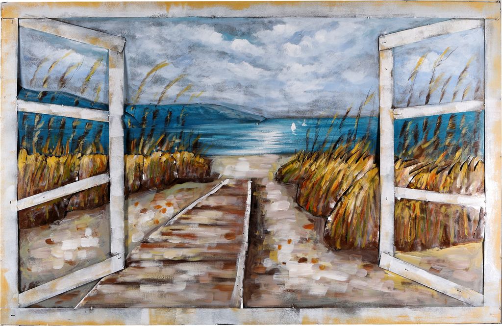 Wandbild Metallbild Unikat Relief "Strandblick" 3D-Motiv Produktbild 
