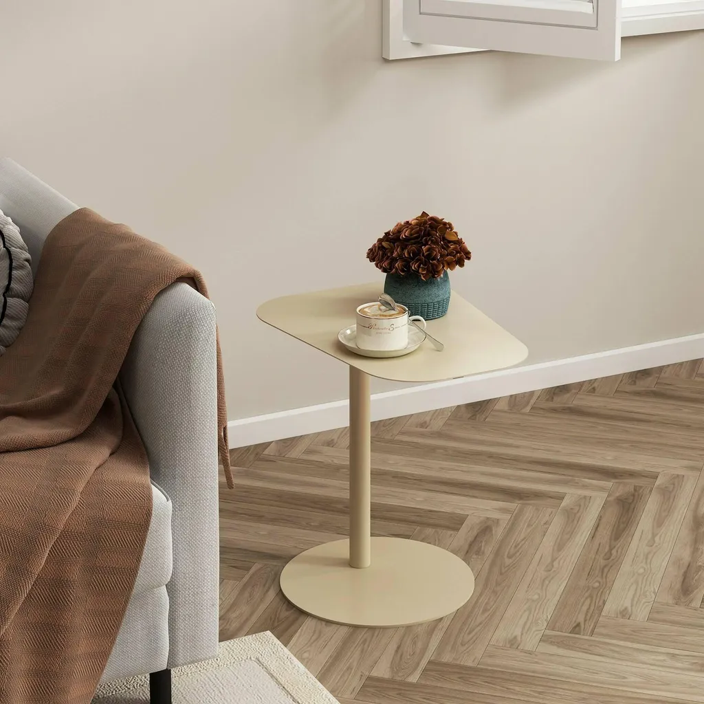 Table Basse Niccone Blanc Crème 50cm : Sécurité des Coins Arrondis Chic - 2