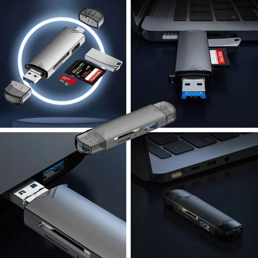 Lecteur Carte SD USB C Thunderbolt 3 Multi-Cartes Double Emplacement Gris 2 - 4