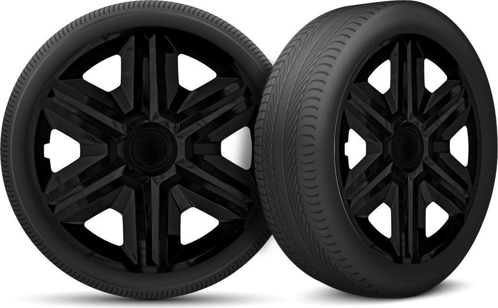 Auto Radkappen Radzierblenden 4er Set passend für alle Stahlfelgen - einstellbarer Sicherungsring - 14 Zoll - Schwarz