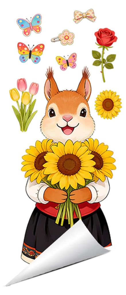Frühlings-Fuchs-Fensteraufkleber, Cartoon-Fuchs, Blumen, Schmetterlinge, Glasaufkleber, abnehmbar, niedliche Tier-Fensteraufkleber für Zuhause, B...