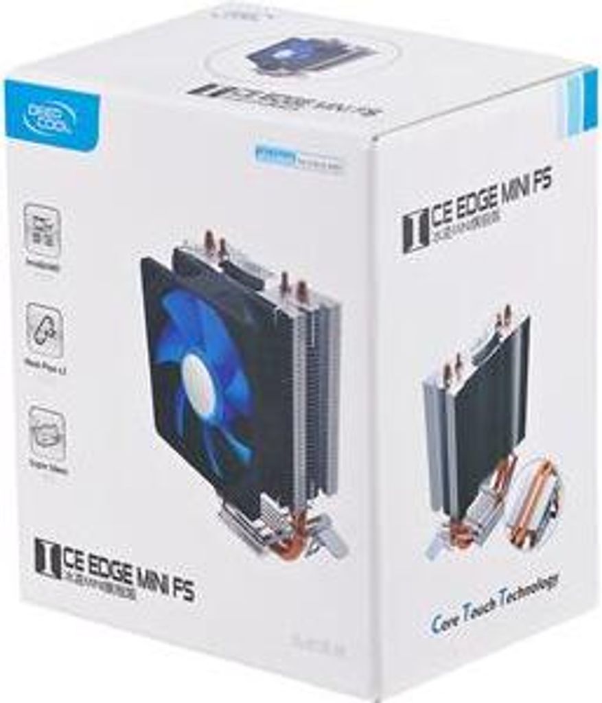 The image shows the retail packaging of a Deepcool ICE EDGE MINI FS V2.0 CPU cooler.