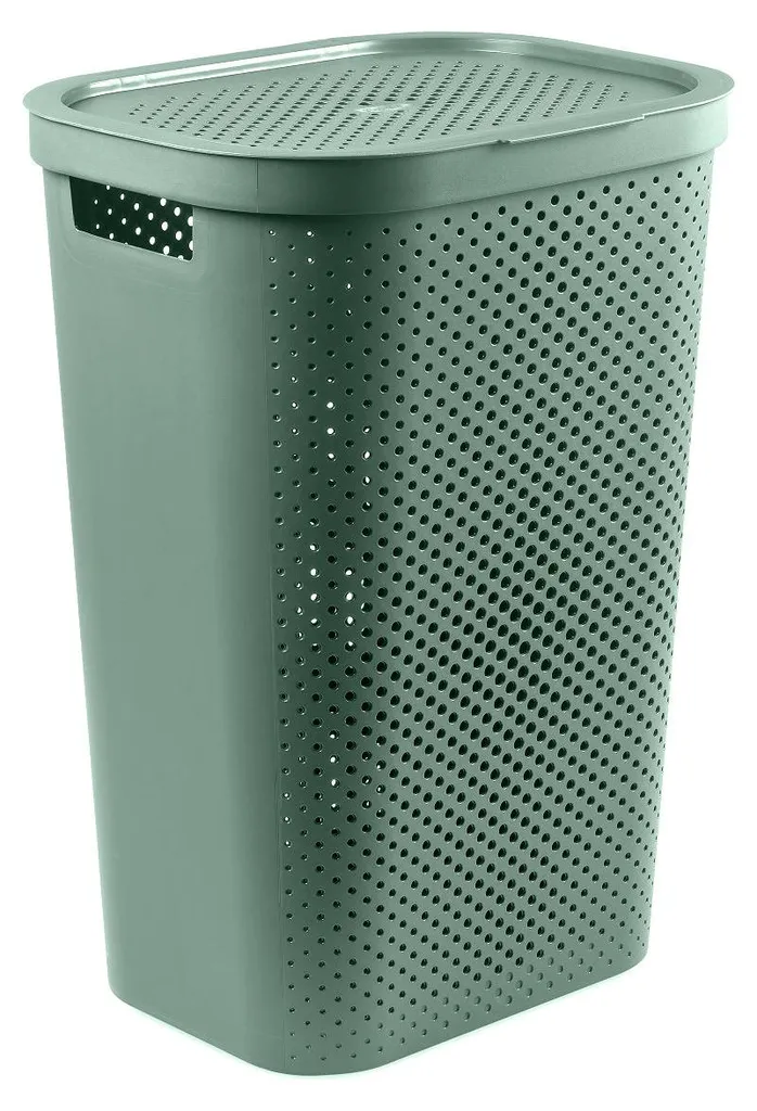 Bac à linge 60L Curver Infinity Dots vert écologique et aéré