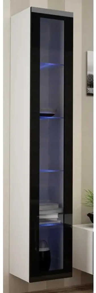 Cama WIG VIGO180 Vitrine Murale Blanche avec 4 Étagères et Porte en Verre
