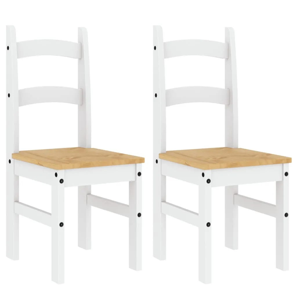 Set 2 Sedie Bianco 40x46x99 cm Legno Massello di Pino Naturale