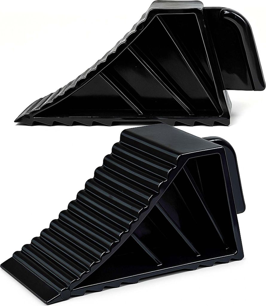 Wiltec Unterlegkeile für Anhänger 2 Stück bis 1,5 t, Bremskeile Wohnmobil 21 x 8,75 x 10 cm, Keile Auto rutschfest aus HDPE für Pkw und Wohnwag...