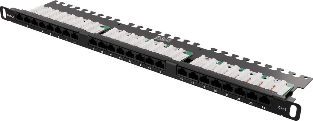 Panneau de Brassage RJ45 Cat6 24 Ports UTP 0.5U pour Rack Réseau