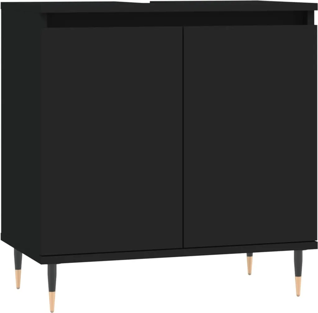 vidaXL Mobile da Bagno Nero 60cm Altezza | Eleganza in Legno
