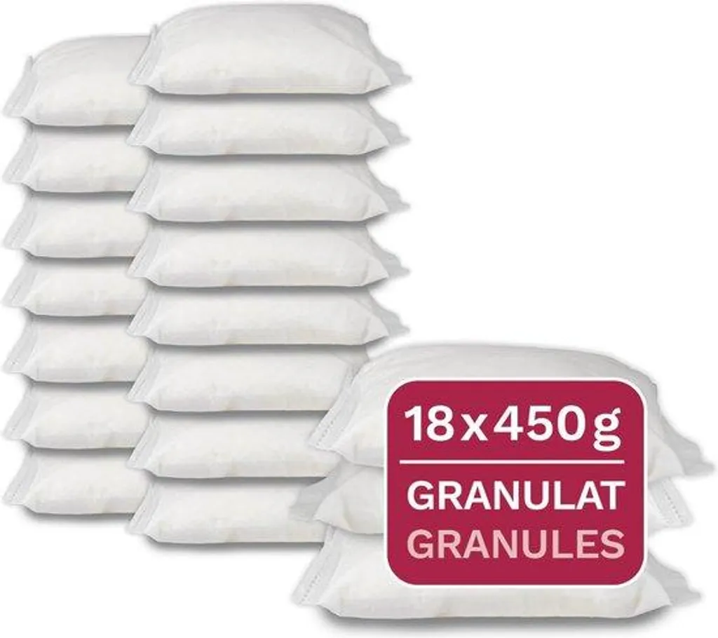 Lot de 18 recharges granulés déshumidificateur 450g format familial