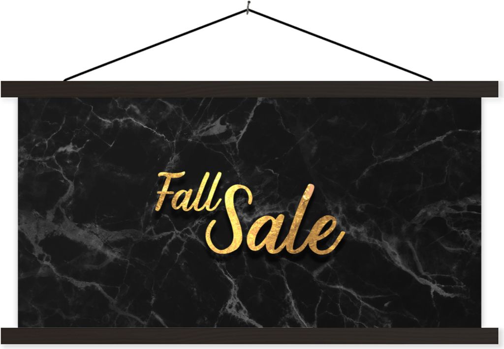 MuchoWow Textilposter Verkauf - Herbst - Gold - Marmor 120x60 cm mit schwarzem Rahmen - Dekoration Schlafzimmer