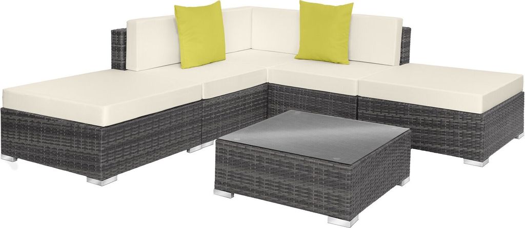 Rattan Lounge Paris mit Aluminiumgestell wetterfest Produktbild 