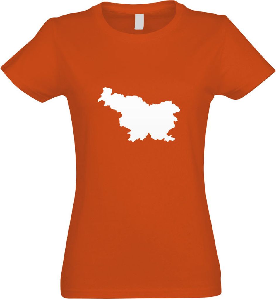Kiwistar - T-Shirt tailliert - Damen - orange - Slowenien Umriss Kontur - mit Motiv Bedruckt - Funshirt Design - Sport - Freizeit - Damen - M