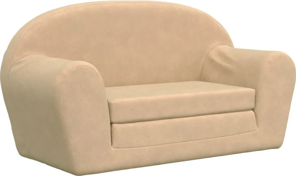 Divano Letto Infantile in Peluche Crema | Struttura in Schiuma Safe