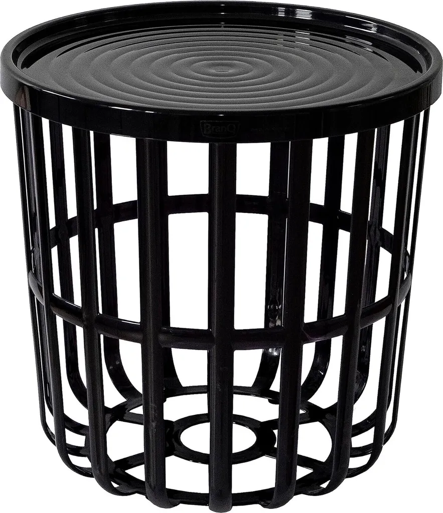 Table d'Appoint Ronde Noire Zen 1850 avec Coffre de Rangement Pratique