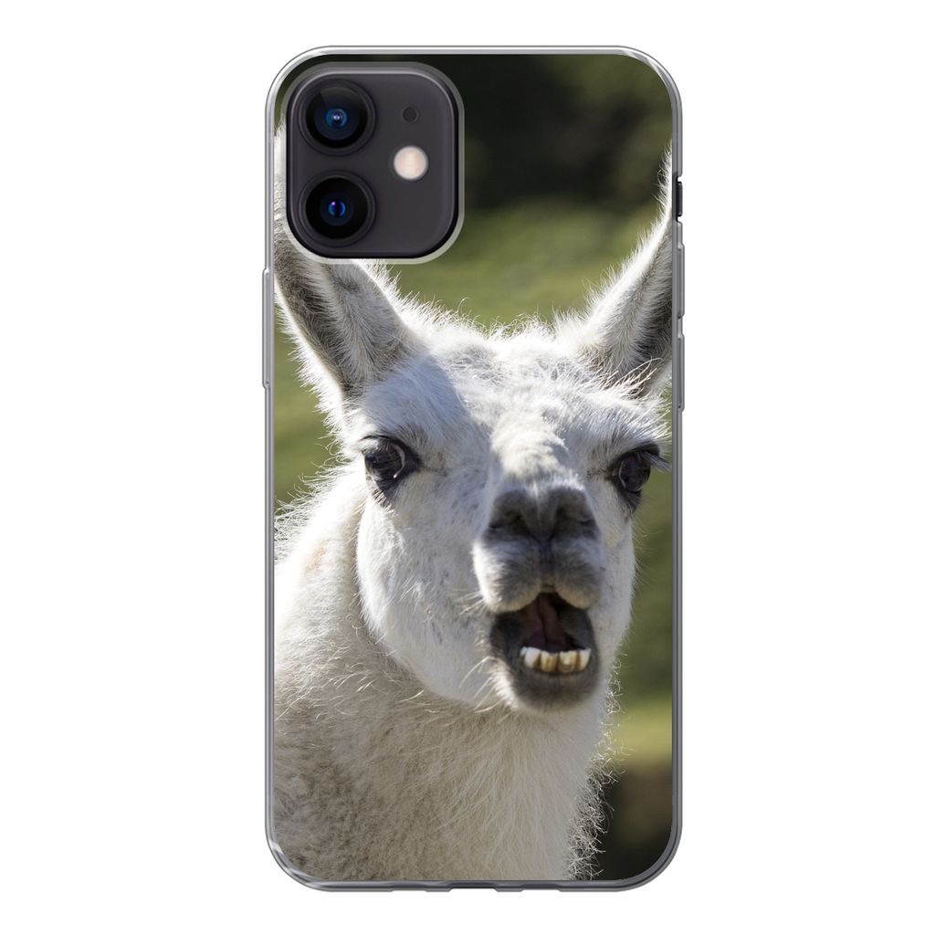 MuchoWow Handyhülle Schutzhülle Hülle für iPhone 12 Lama - Lustig - Kinder - Jungen - Mädchen - Kinder Silikon Softcase Handy Hülle - Schut...