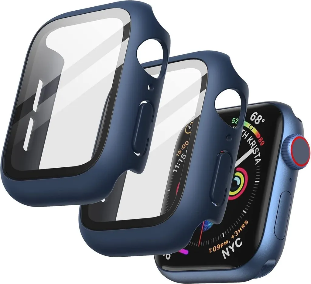 Coque de protection 44mm Apple Watch SE 6 5 4 avec verre trempé Bleu