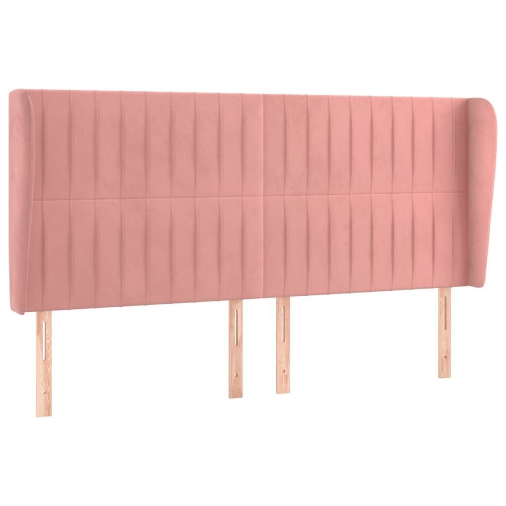 vidaXL Kopfteil mit Ohren Rosa 203x23x118/128 cm Samt