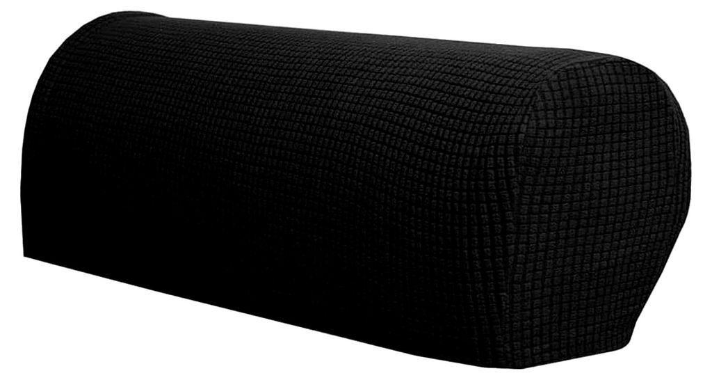Armlehnenbezüge 2er Set verstellbar Elasthan rutschfest für Stuhl, Sofa, Sessel, Couch Schwarz, normal (2 Stück)