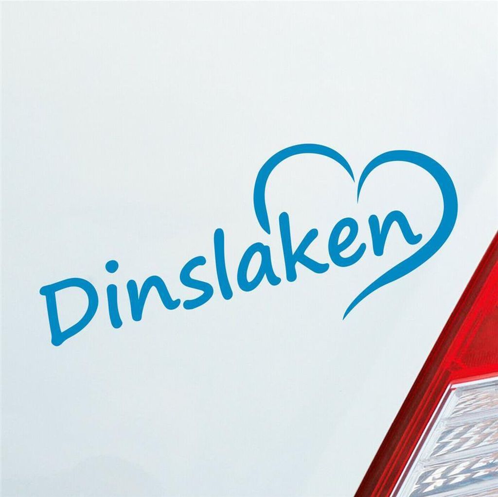 Auto Aufkleber Dinslaken Herz Stadt City Liebe Love Heimat Heart 19x8 cm Hellblau Sticker Heckscheibenaufkleber