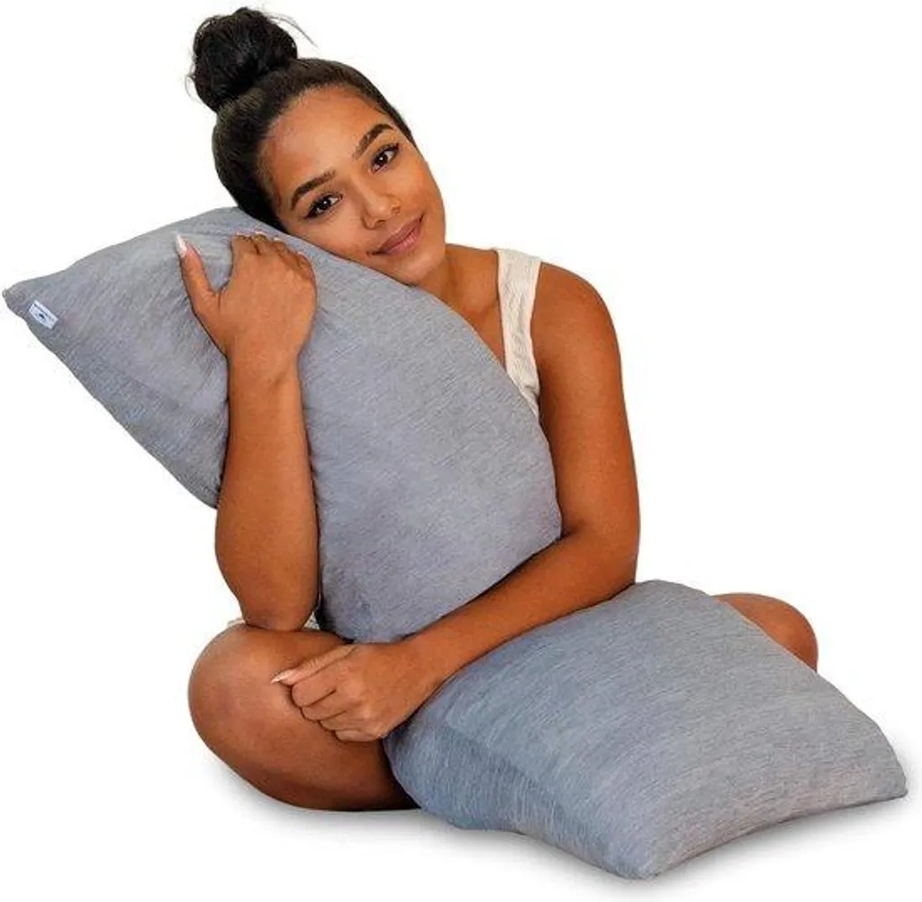 Traversin ergonomique XL à mémoire de forme avec housse fraîcheur grise