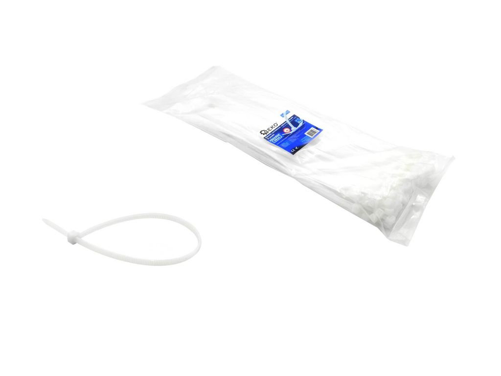 Weiße Nylon-Reißverschlussbinder 500x7,6mm UV 50Stk.