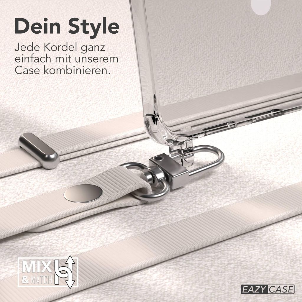 EAZY CASE MagSafe Handyhülle mit Crossbody Handykette für Samsung Galaxy S25 Edge, Magnetisches Band, 1-1,90m verstellbar in Beige