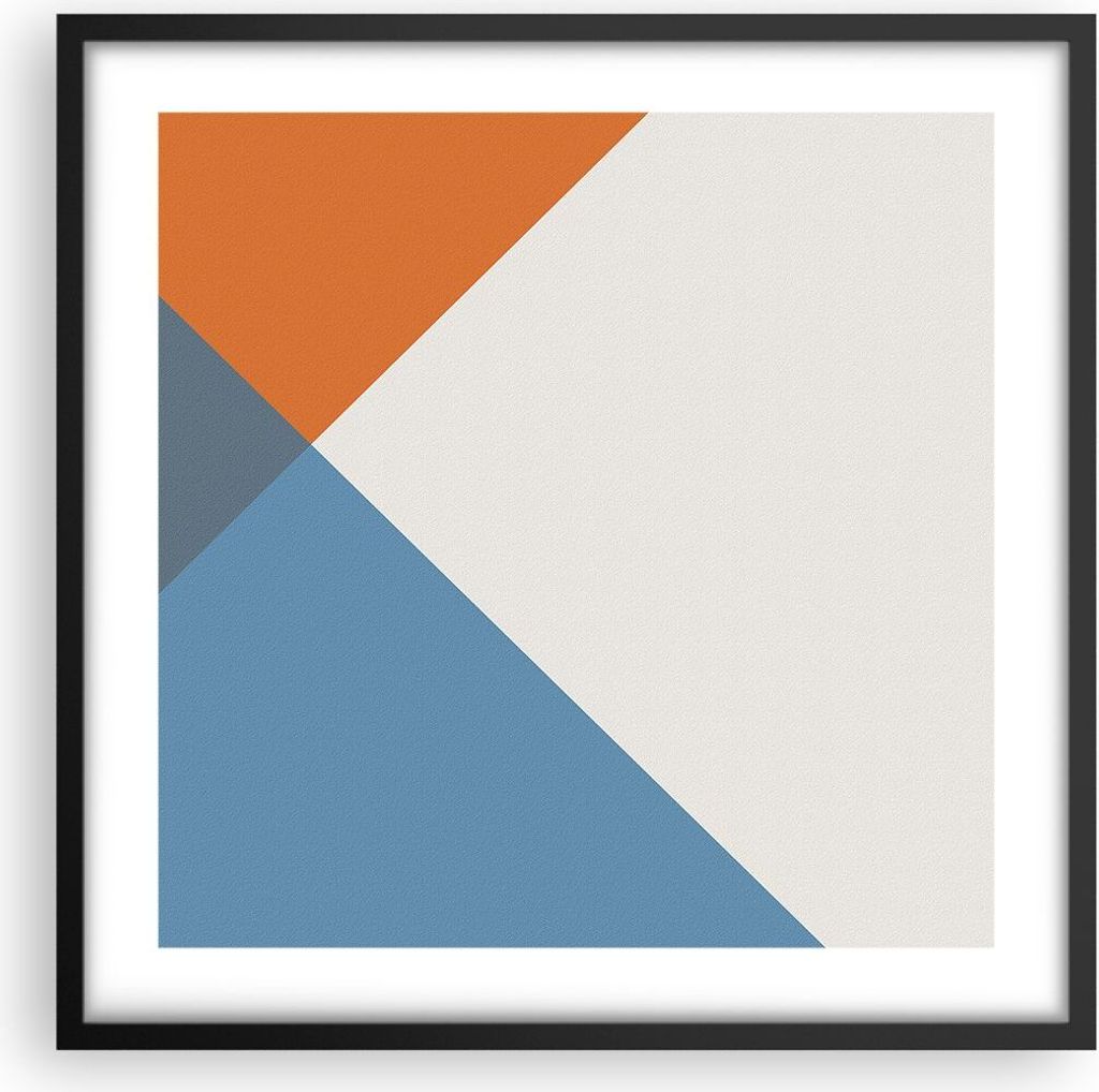 Gerahmtes Poster - Schwarzer Rahmen - Vier die Farben Abstraktion - 50x50 cm - Wand Bild - Wanddeko - Wandbilder - Wandposter - Bilderrahmen - Bild...