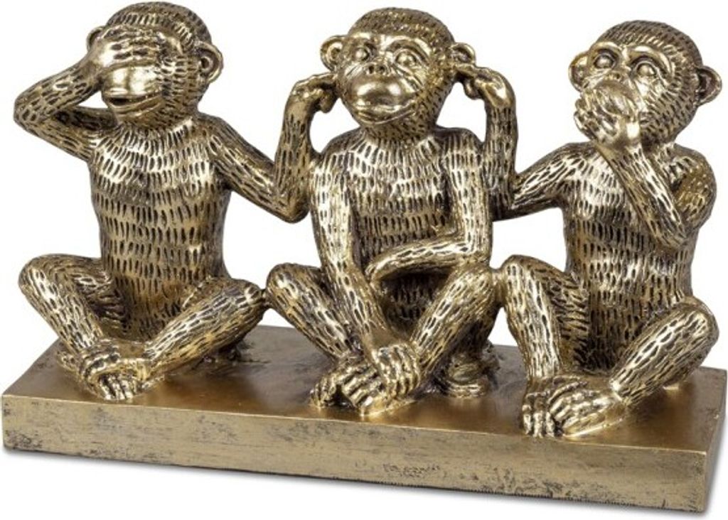 Deko-Figur 3Affen 28cm Goldfarben Produktbild 
