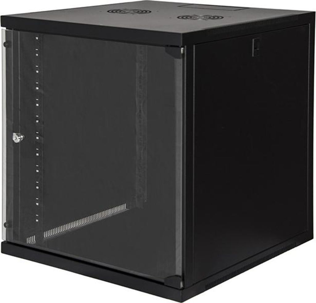 LINK LK1912U66N, Freistehendes/wand-/bodenmontiertes Regal, 12U, 45 kg, Sperrschloss, 19 kg, Schwarz