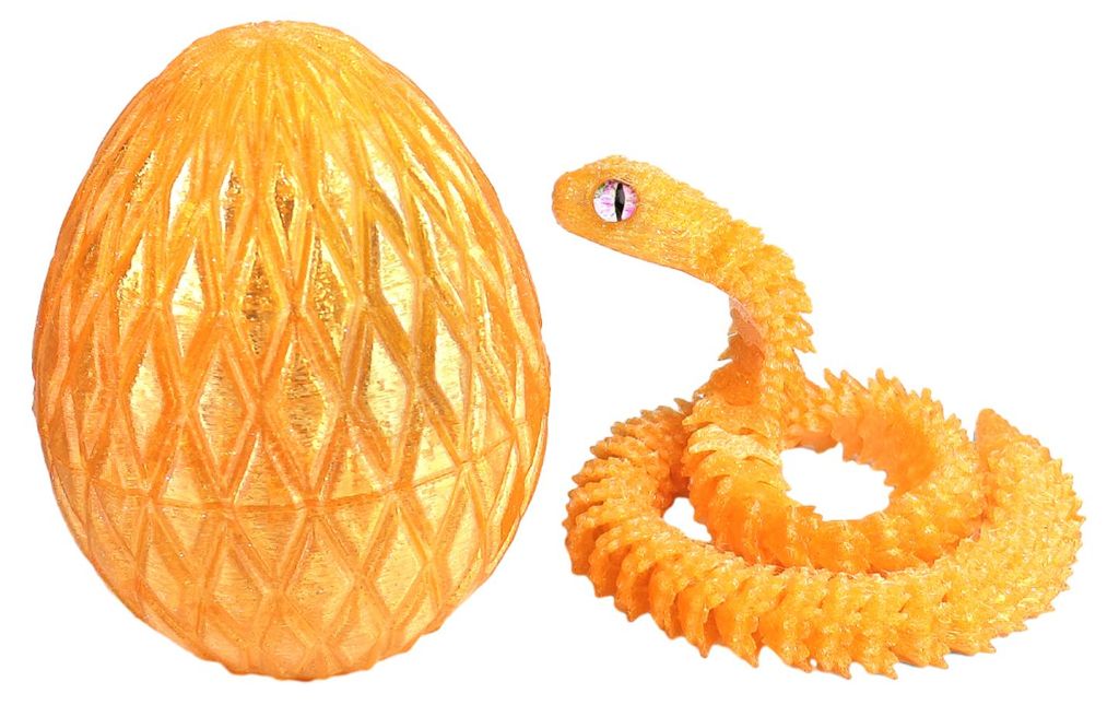 3D-gedruckte Schlangenei-Figur mit beweglichen Gelenken, Schlangenfigur, Schreibtisch-Fidget-Spielzeug, Ei mit beweglicher Schlange im Inneren, Dek...