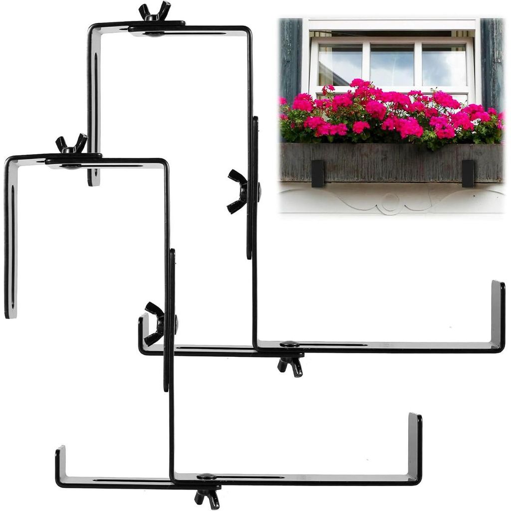 8er Set Blumenkastenhalter für Balkon Geländer, verstellbar Produktbild 