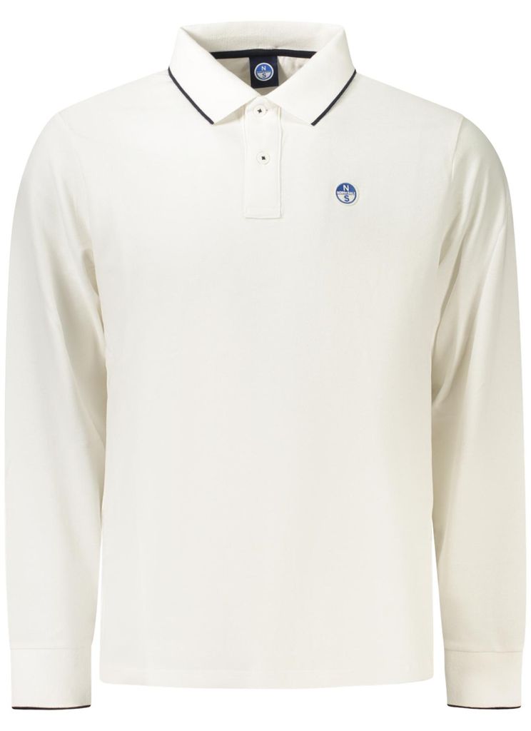 Weißes Herren Langarm-Polo mit Kontrastdetails – Ozeanfreundlich