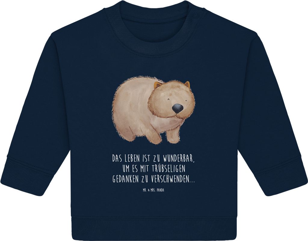 Mr. & Mrs. Panda Organic Baby Pullover Wombat 6. - 12. Monat - French Navy - Geschenk, Motivation, Das Leben Ist schön, Australien, Lustige Sprüc...