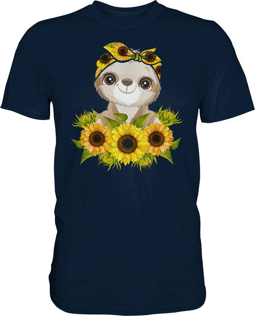 Faultier Sonnenblumen T-Shirt Garten Motiv Gärtner Geschenk Produktbild 