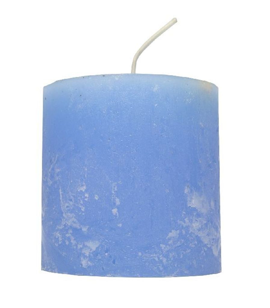 Rustik Stumpenkerze / blau / Ø 7 cm / Höhe 7 cm / durchgefärbt