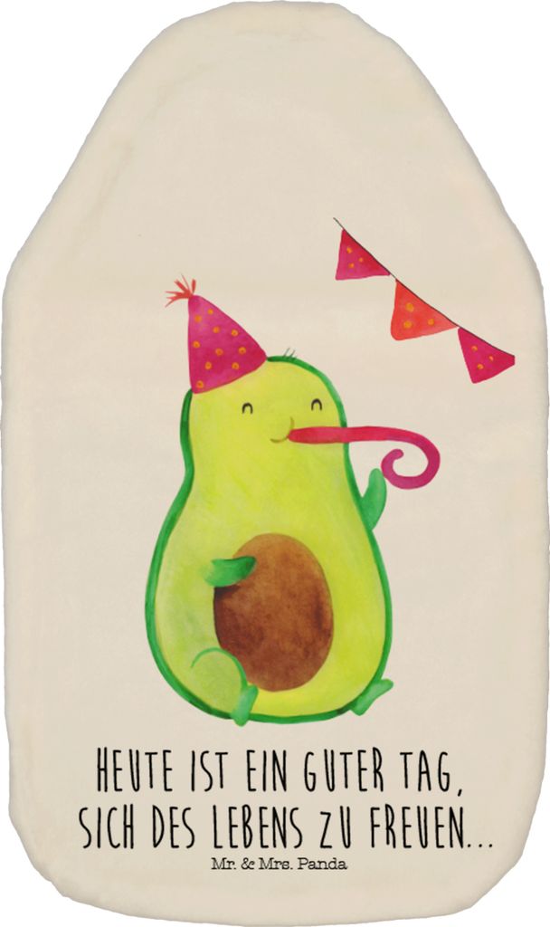 Mr. & Mrs. Panda Wärmflasche Avocado Party - Weiß - Geschenk, Wärmekissen, Wärmflaschen, mit Bezug, Bettflaschen, Happy Birthday, Prüfung, Fei...