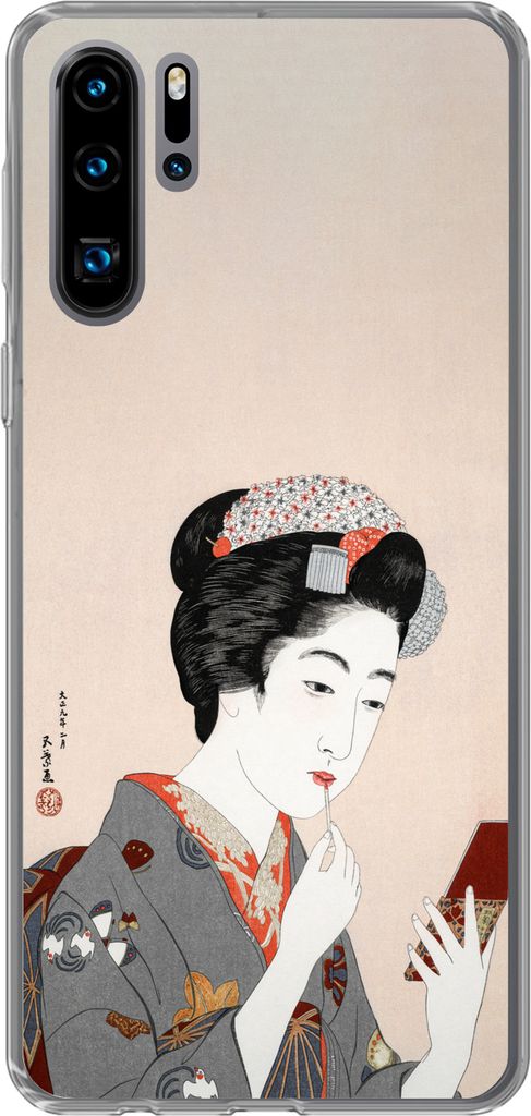 MuchoWow Handyhülle Schutzhülle Hülle für Telefoonhoesje Huawei P30 Pro Japanisch - Frau - Make-up - Altmodisch Silikon Softcase Handy Hülle...
