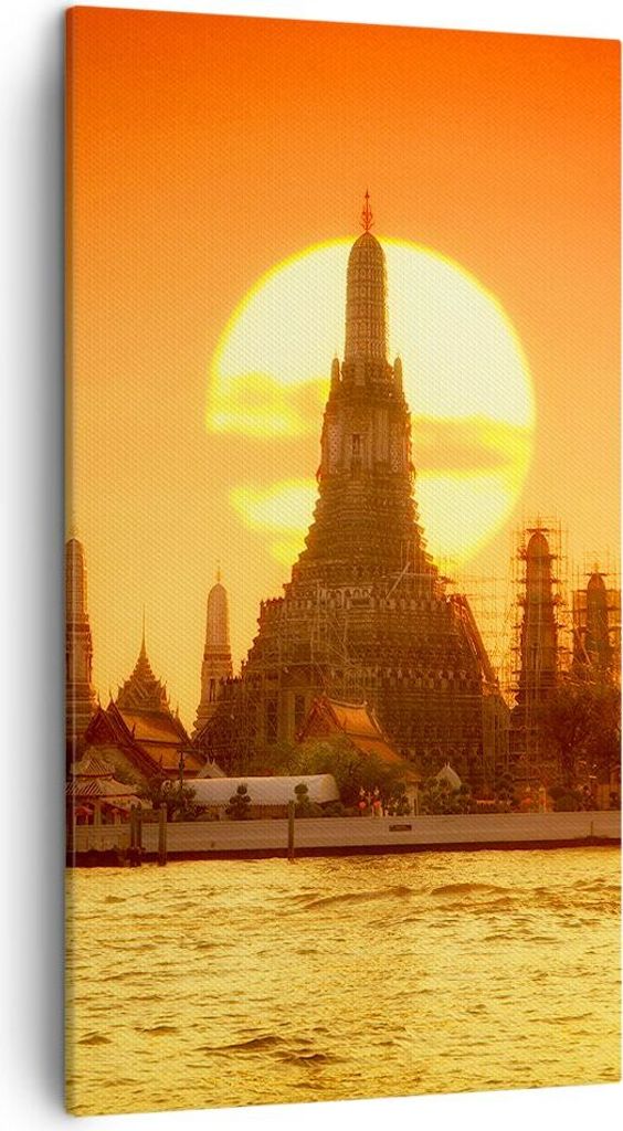 Bild auf Leinwand - Leinwandbild - Tempel Asien - 45x80cm - Wand Bild - Wanddeko - Wandbilder - Leinwanddruck - Bilder - Kunstdruck - Wanddekoratio...