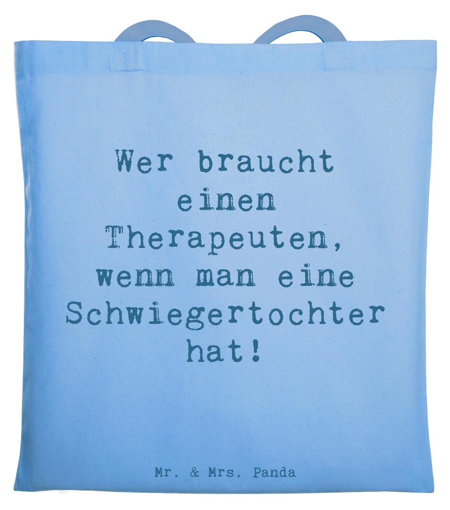 Mr. & Mrs. Panda Tote Bag Spruch Schwiegertochter Humor - Sky Blue - Geschenk, Shopping Tasche, einzigartige Designs, Beziehung, Konflikte, Lächel...
