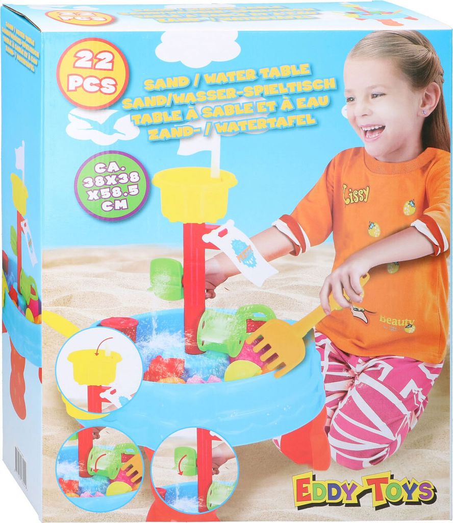 Stôl na piesok a vodu Eddy Toys s vedierkom, hrabľami, Obrázok produktu 